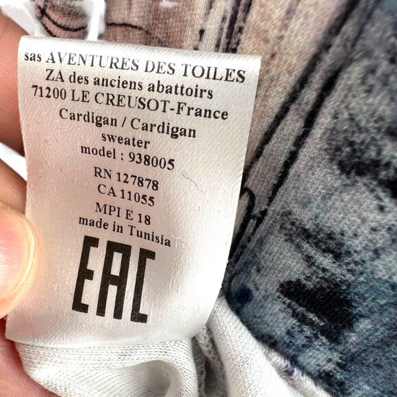 Aventures Des Toiles Abstract Patterned Cotton Cardigan Knit Top Size 38 US 8 - Picture 12 of 12